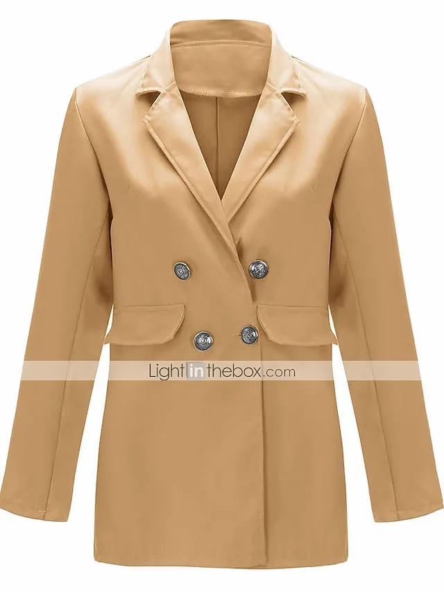 Women's Blazer Solid Color Classic Work Long Sleeve  Casual Work Office Open Front Blazer Jacket Cardigan Solid Color with Pockets