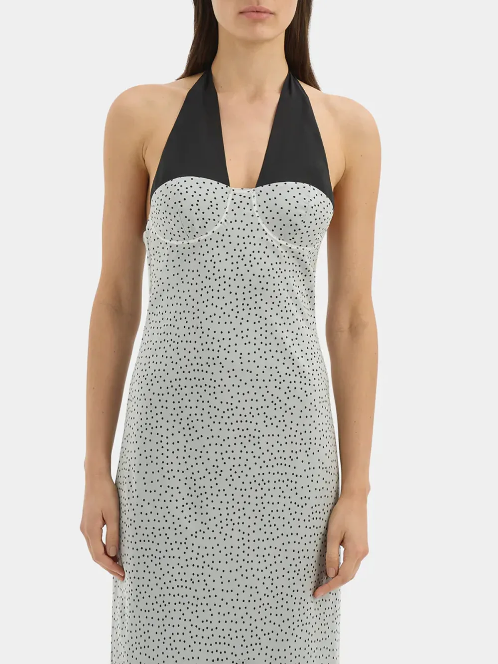 Adjustable Halter Neck Polka Maxi Dress