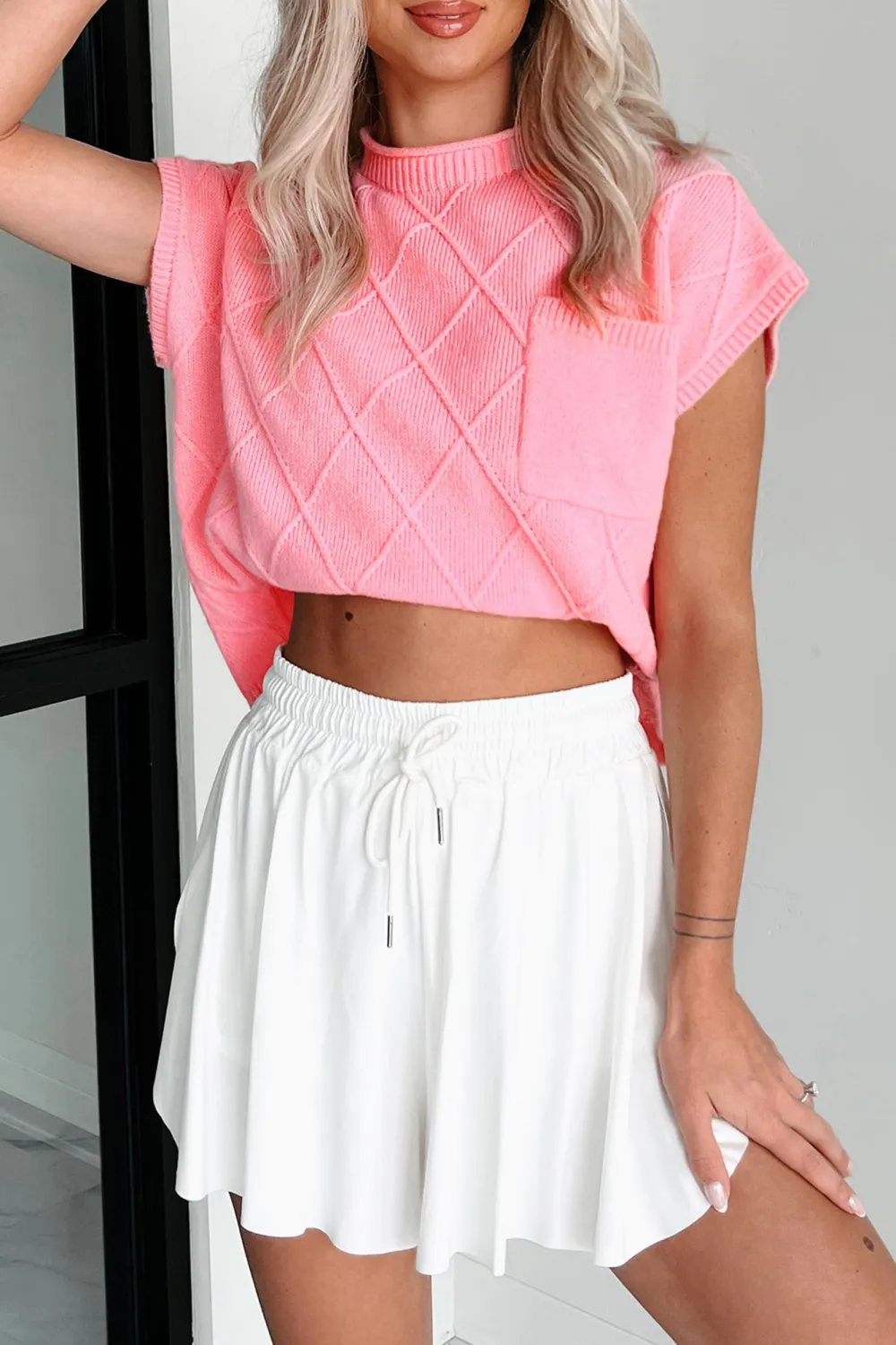 Pink Diamond Knit Sweater Top