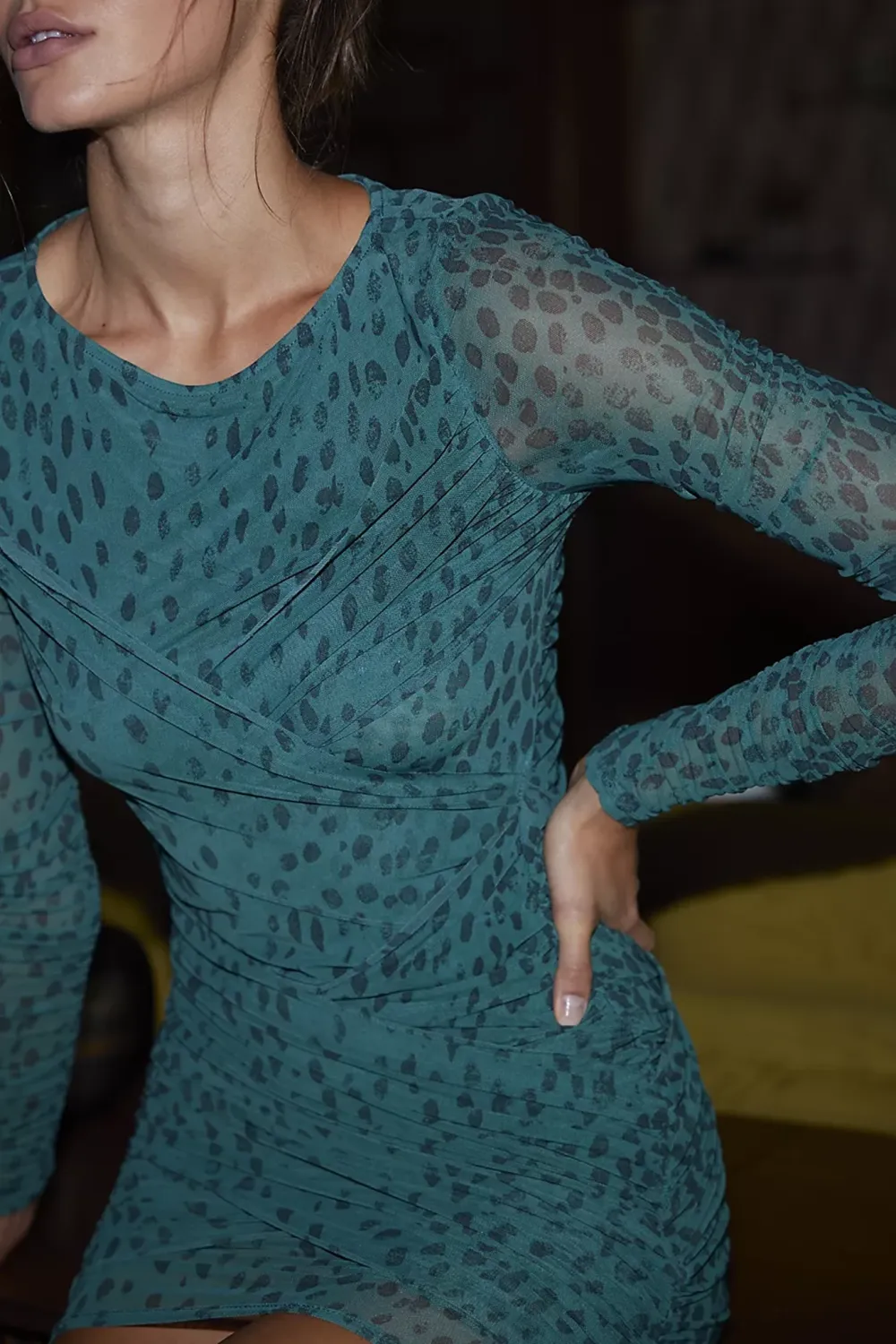 Long Sleeve Floral Print Mini Dress