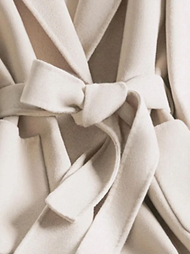 Women's Winter Coat Coat Warm Breathable Outdoor Daily Wear Vacation Going out Pocket With Belt Single Breasted Turndown Active Fashion Comfortable Street Style Solid Color Regular Fit Outerwear Long