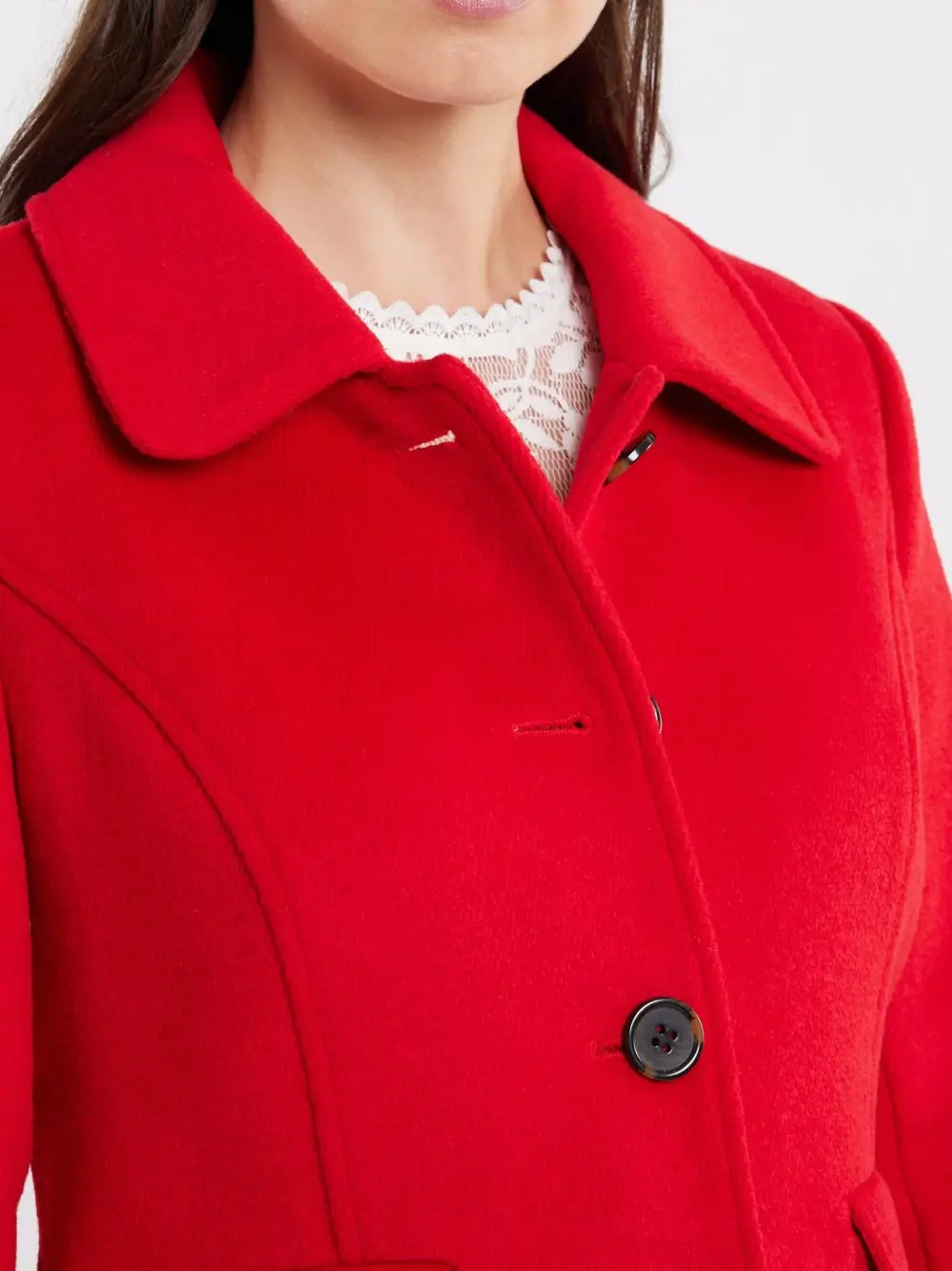 Red Casual Wool Blend Coats