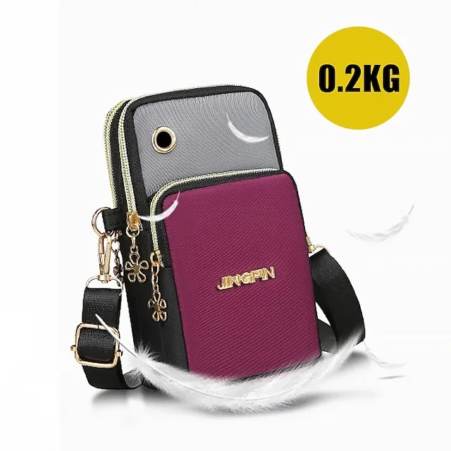 Men's Women's Crossbody Bag Shoulder Bag Wristlet Mobile Phone Bag Oxford Cloth Outdoor Daily Zipper Large Capacity Waterproof Lightweight Color Block Black Red Blue