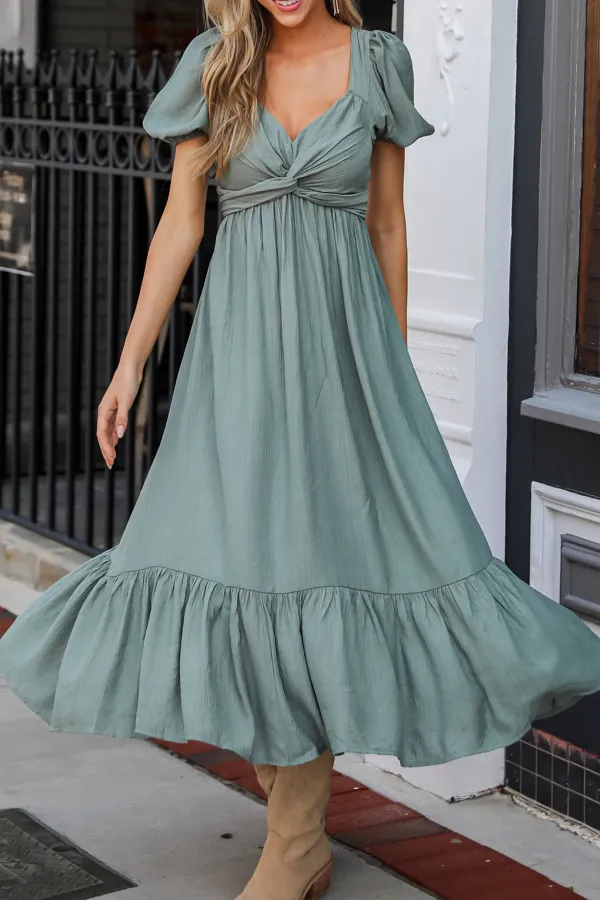 Confident Moves Sage Midi Dress