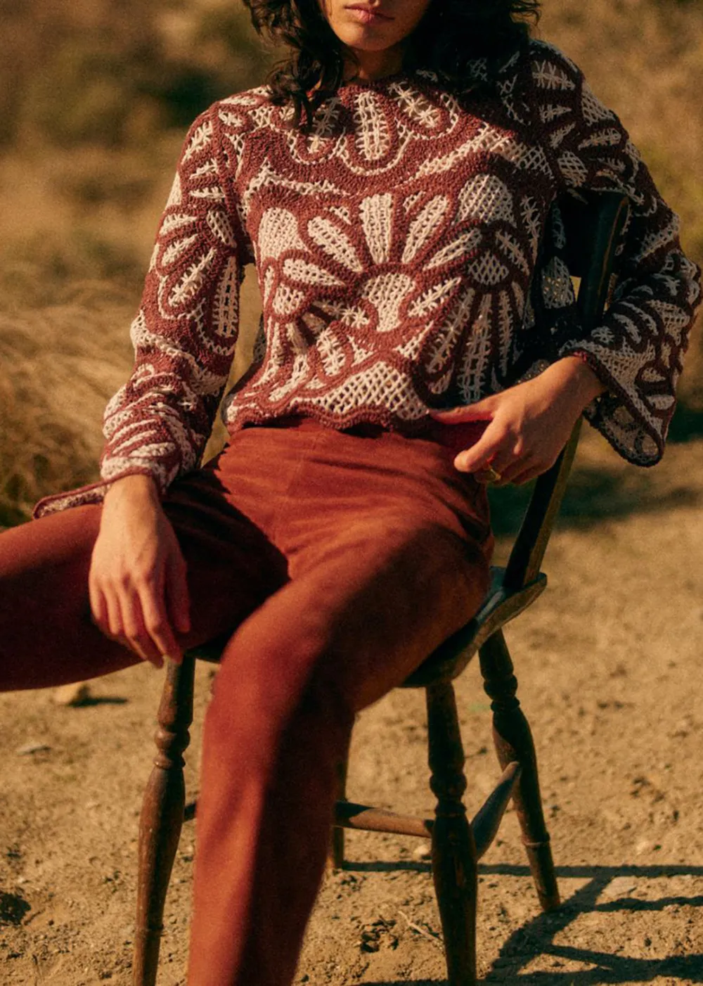 High Waisted Flared Cropped Trousers