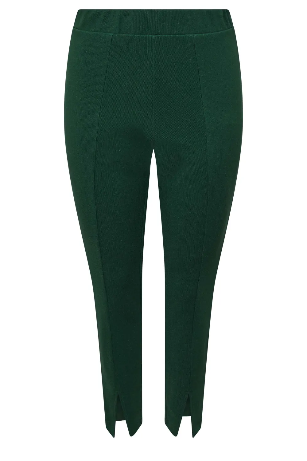 YOURS Curve Forest Green Ribbed Split Hem Stretch Leggings
