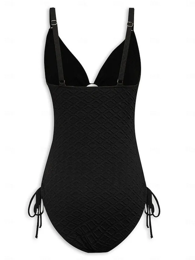 Triangle V Neck Drawstring Swimsuit