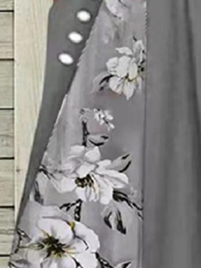 Women‘s Swing Dress Midi Dress Green Blue Gray Half Sleeve Floral Split Print Summer Spring V Neck Stylish Casual 2023 S M L XL XXL 3XL