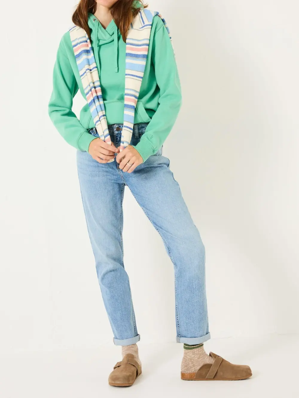 Green Casual Overhead Hoodie