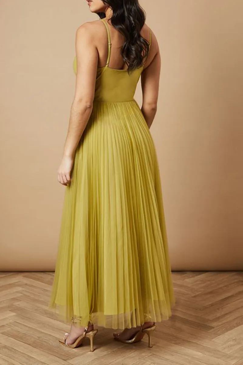 Casual Style Soft Lime Corset Detail Dress