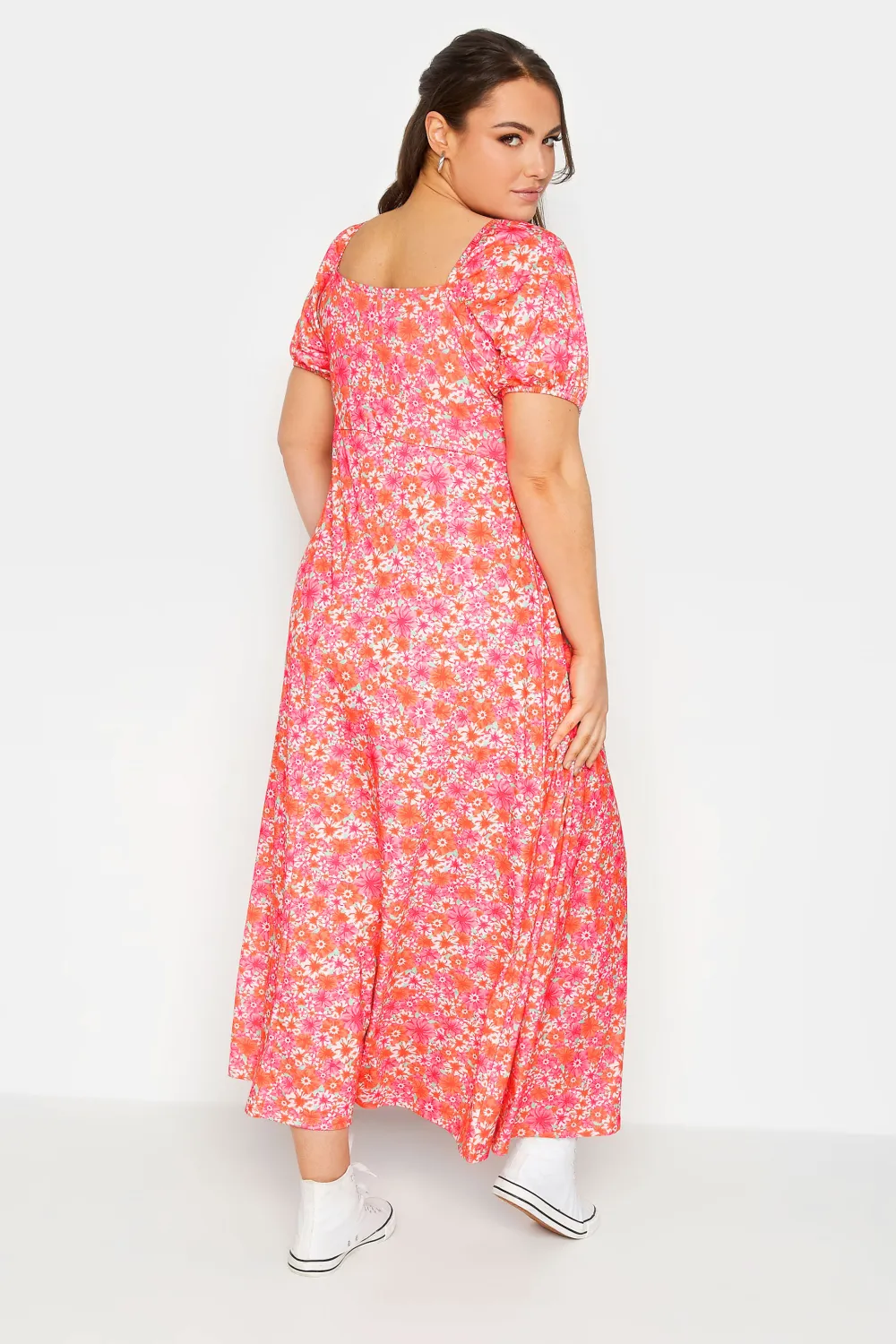 Yours Curve Pink Floral Wrap Maxi Dress
