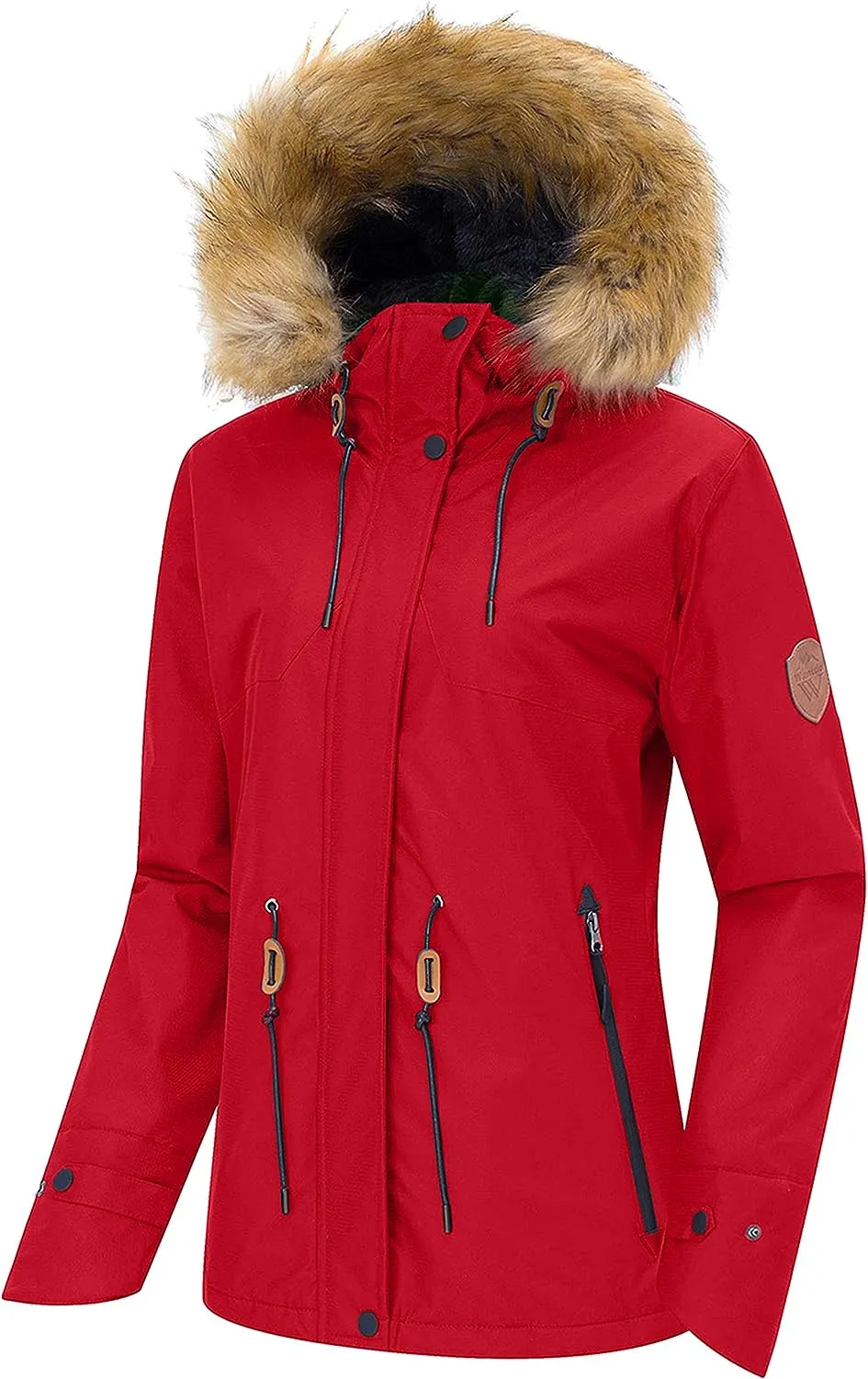 Women's Waterproof Ski Jacket Hooded Winter Snow Coat Mountain Snowboarding Jackets Insulated Fleece Parka