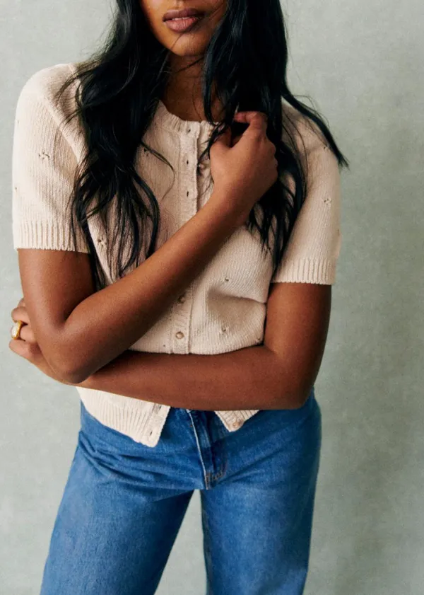 Designer Organic Cotton Short-Sleeved Cardigan