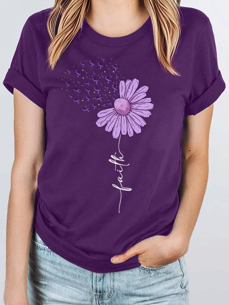 Women'S Alzheimer'S Awareness Printed Short Sleeve T-Shirt