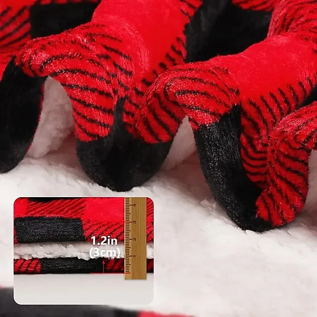 Women's Christmas Couple‘s Pajamas Nightgown Hoodie Blanket Wearable Blanket Grid / Plaid Pure Color Plush Simple Comfort Xmas Home Party Fleece Warm Gift Patchwork Pocket Fall Winter Black Gray