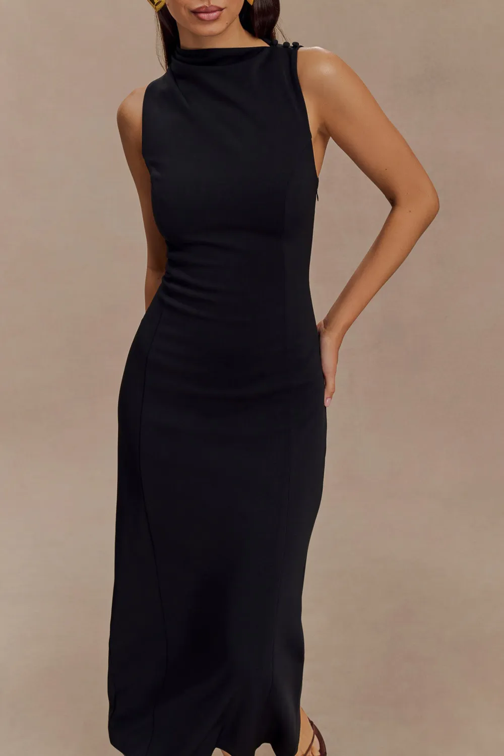 Daily Draped Stretch Crepe Maxi Dress