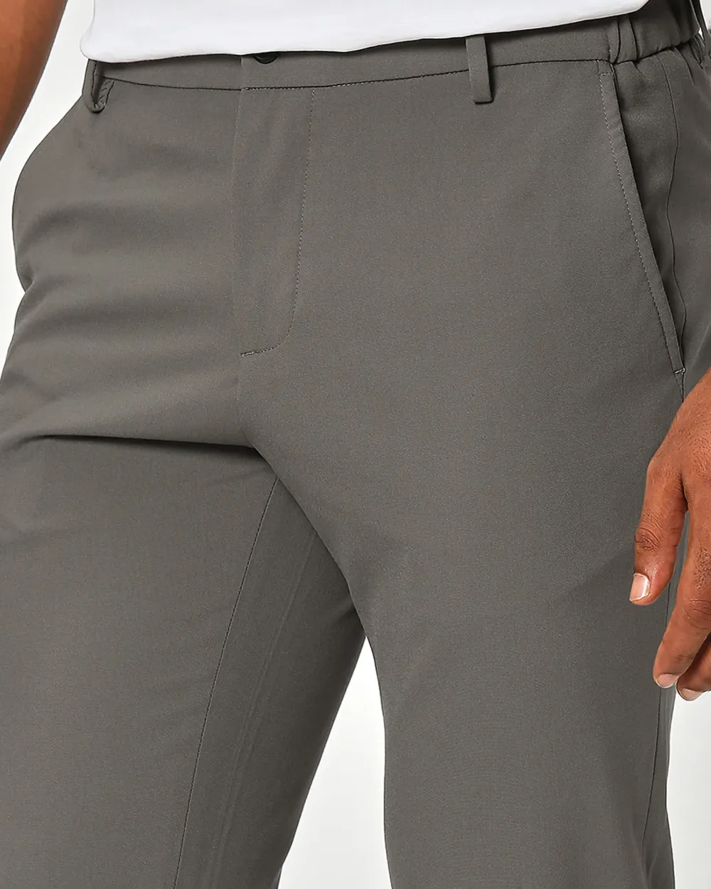 Classic Versatile Slim-Fit Straight-Leg Beige Trousers