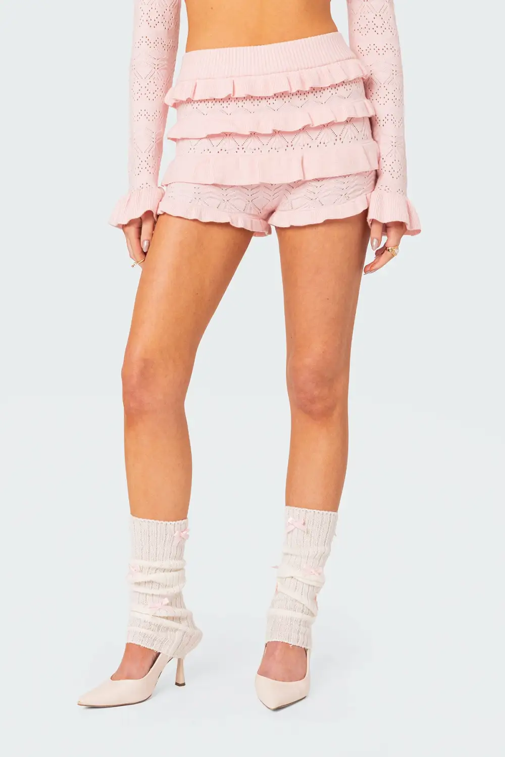 Multi-layer Ruffle Knitted Shorts