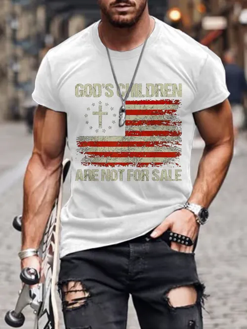 Men'S Casual God Children For Men Does Not Sell Printed Short Sleeve T-Shirts Pure Cotton Round Necks