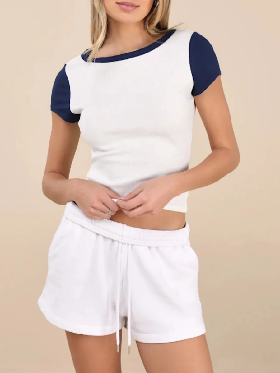 Contrast Color Round Neck Top