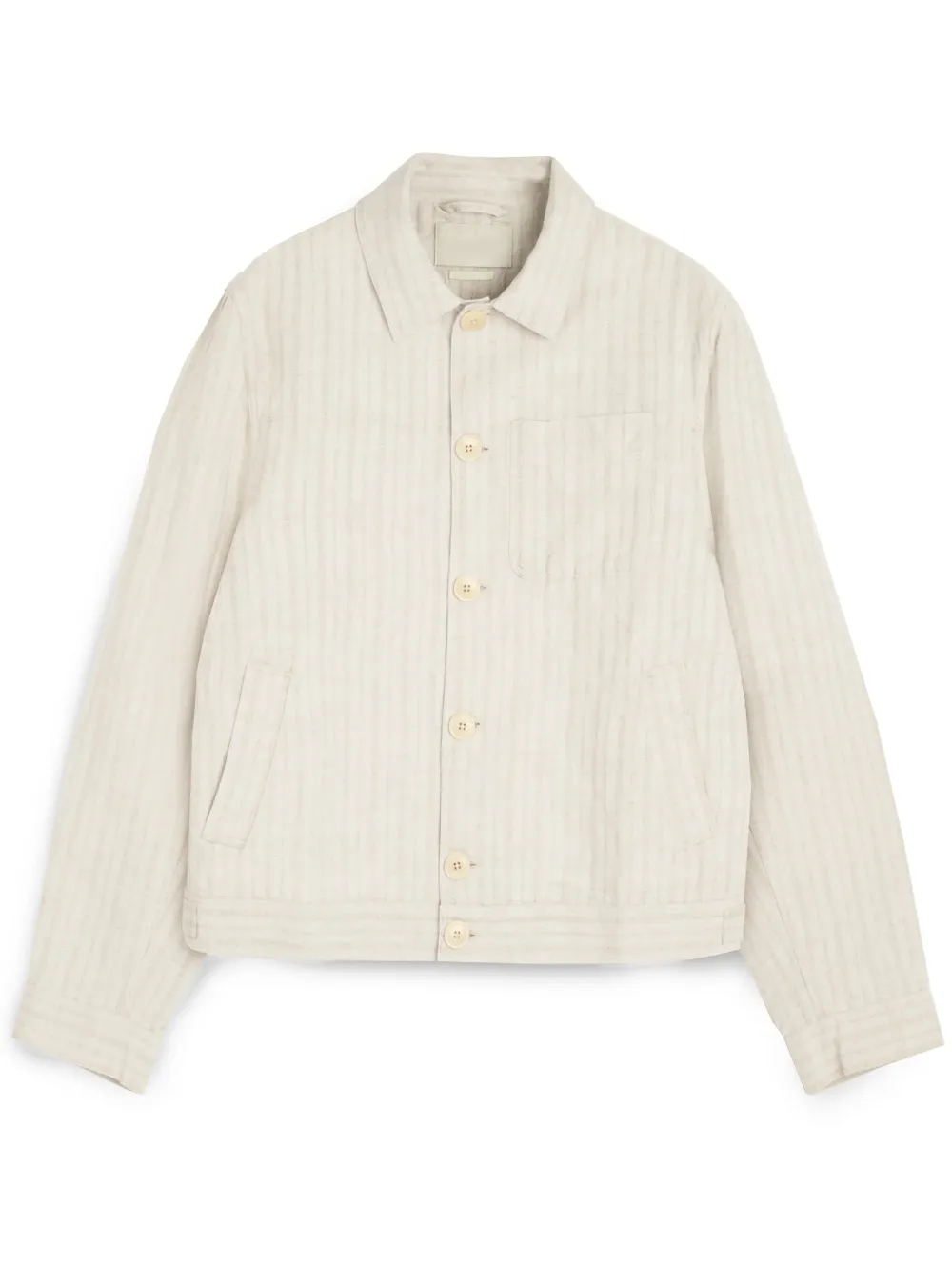 Sand Unlined Linen-Cotton Trucker Jacket