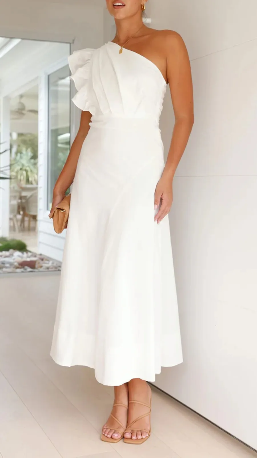 Ruffle Sleeve Midi Dress