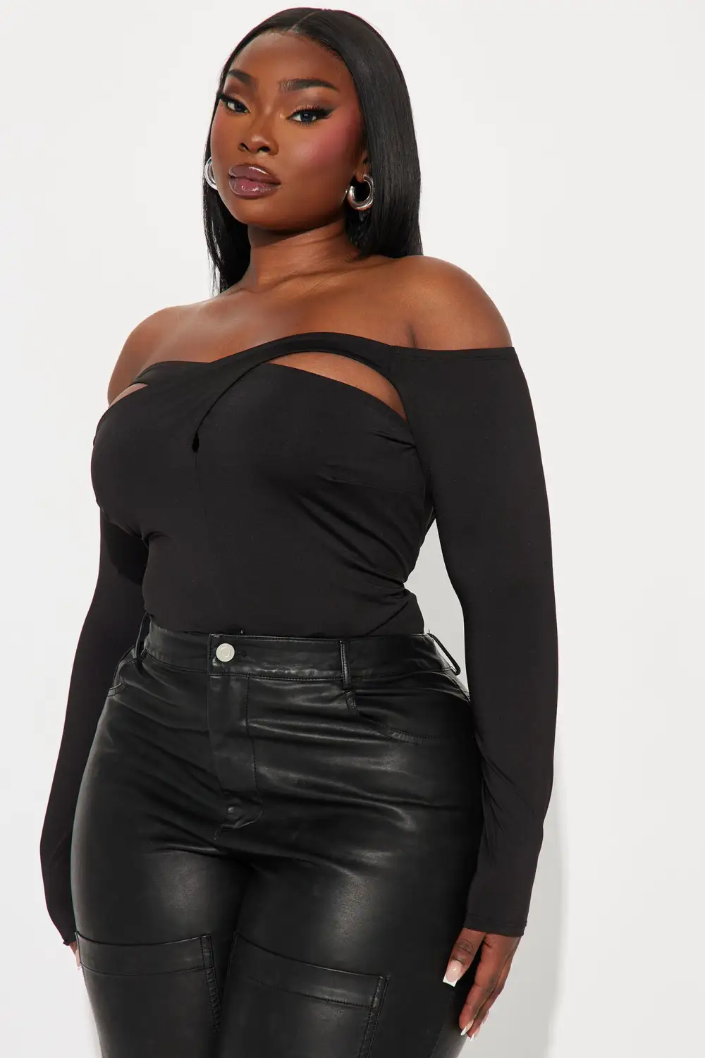 Treat Me Nice Off Shoulder Bodysuit - Black
