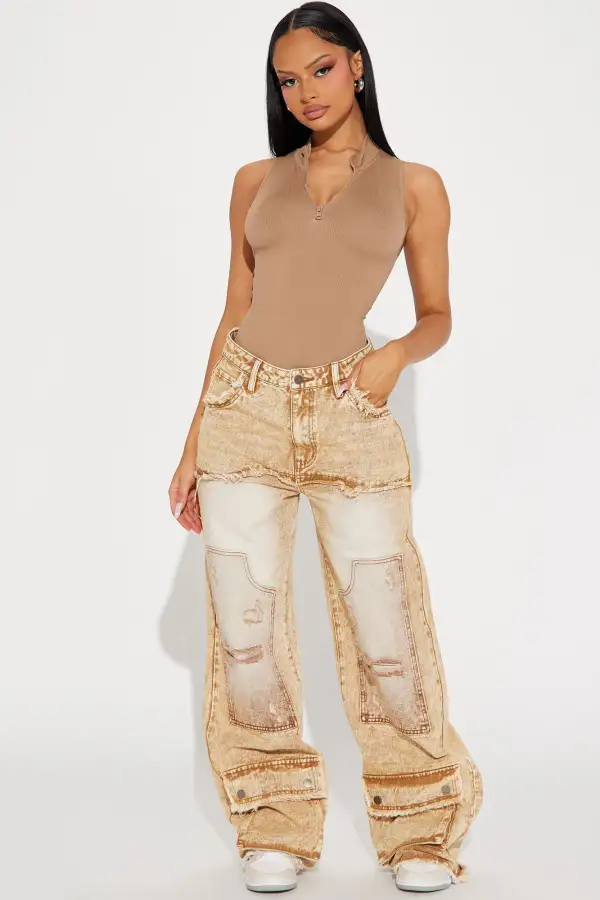 Lizette Zipper Bodysuit - Mocha