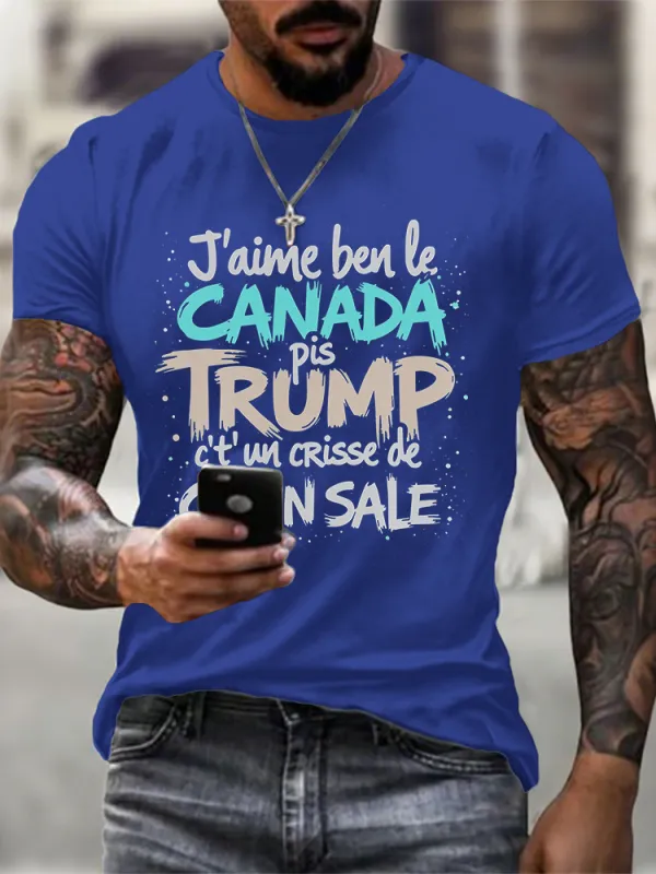 Men'S Slogan Short Sleeve Crew Neck Cotton Print T-Shirt