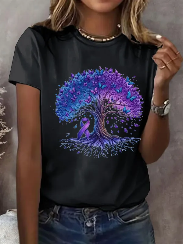 Women'S Alzheimer'S Awareness Forget Me Not Print T-Shirt