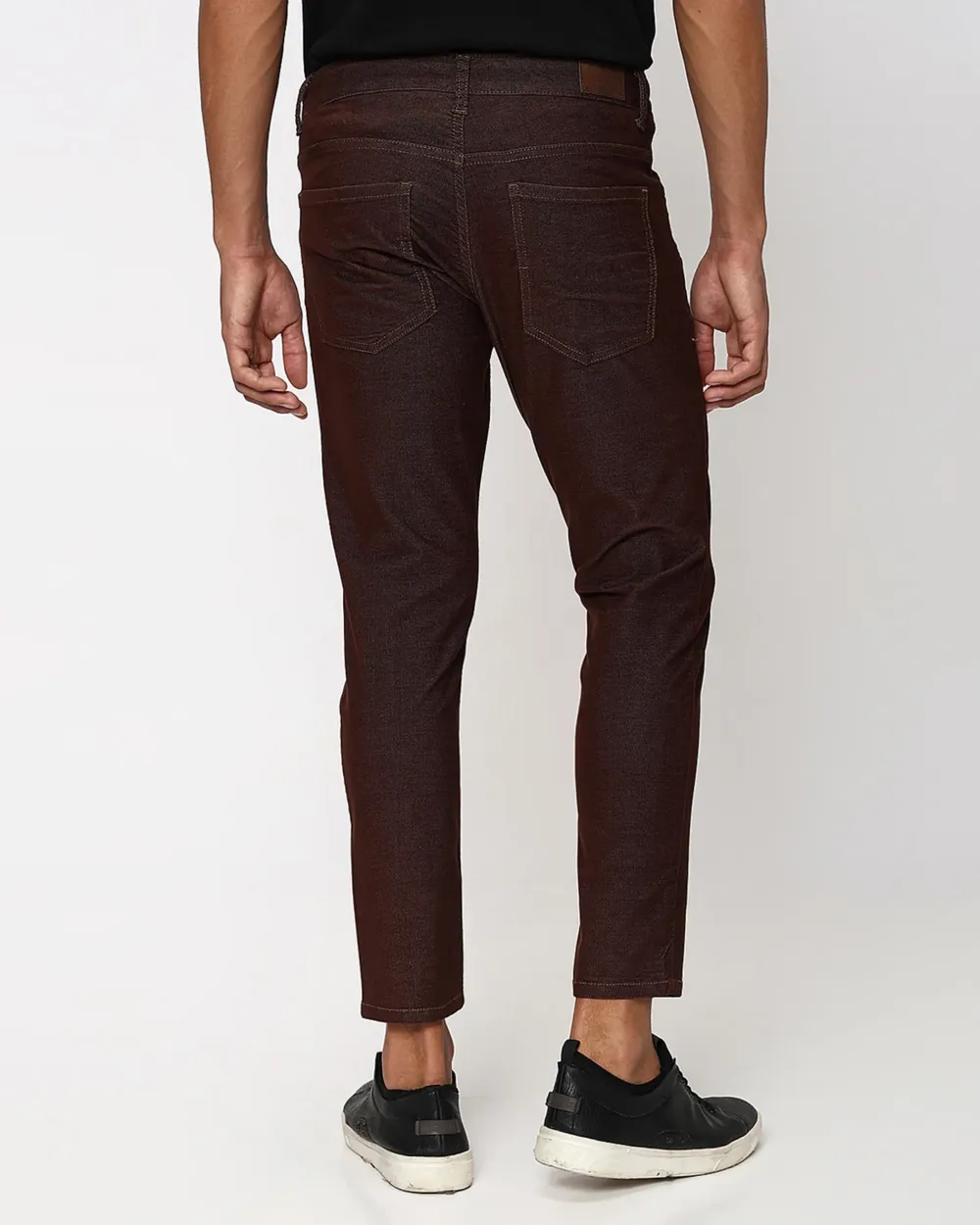 Classic Versatile Soft Slim-Fit Straight-Leg Brown Trousers