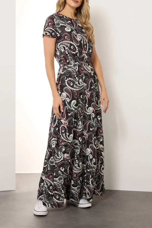 Black Casual Style Shirred Waist Dress