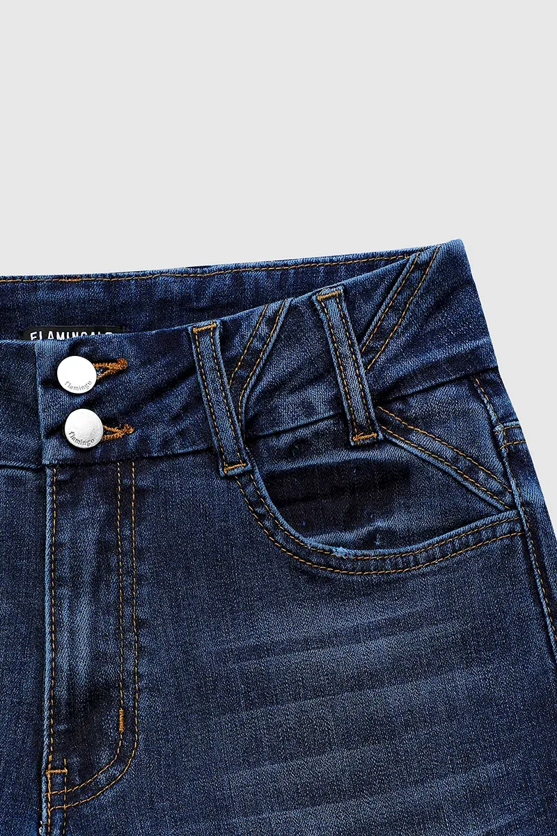 Raw Hem Button Up Mid Rise Skinny Jeans