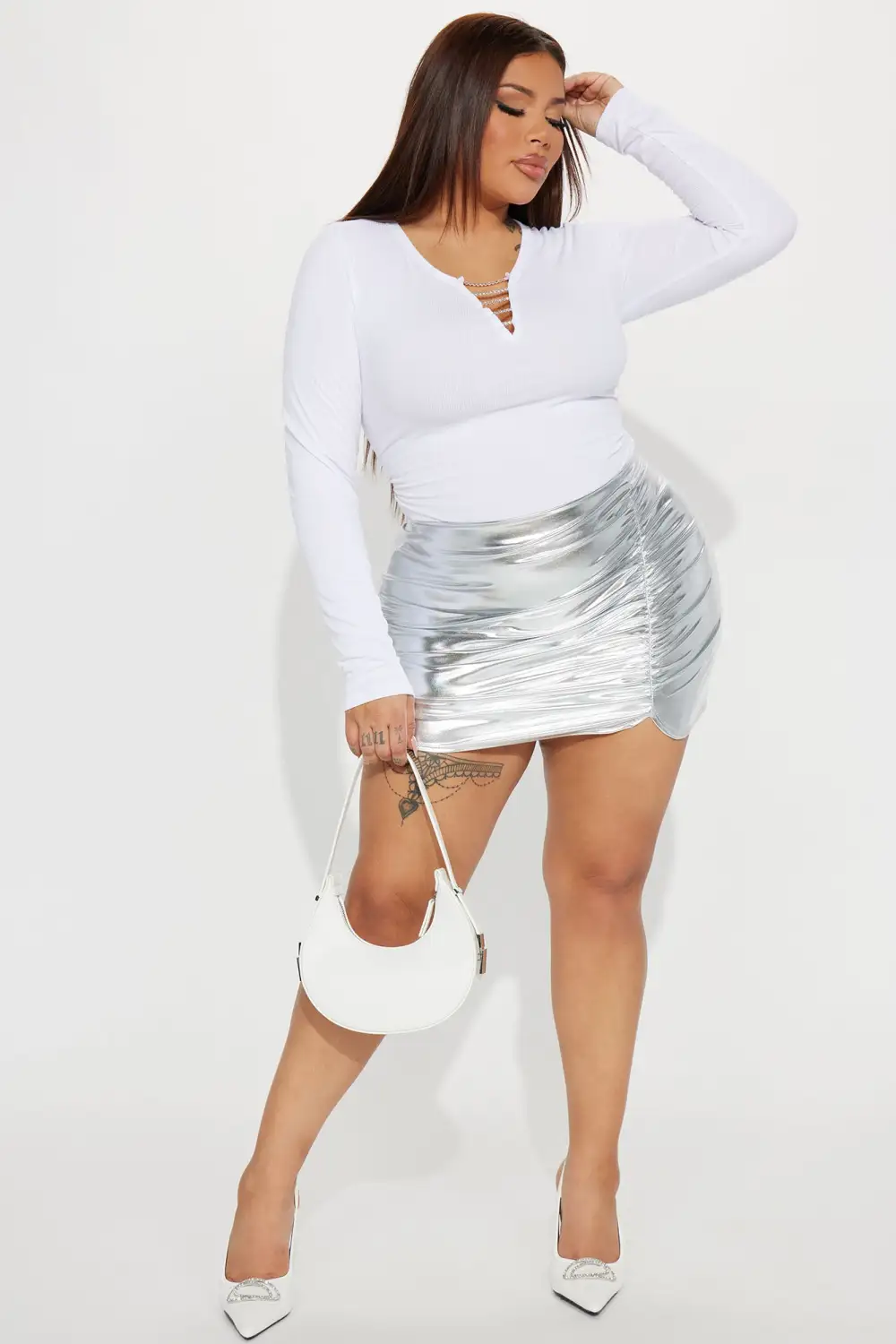 Tiff Rhinestone Bodysuit - White