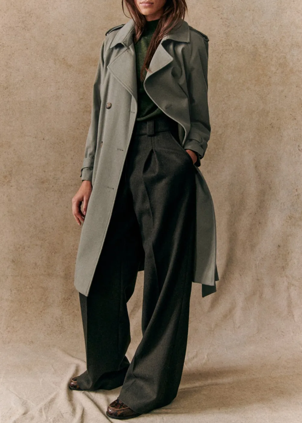 Long Belted Trench Coat