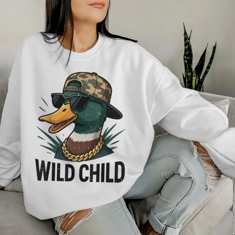 Youth Boy Wild Child Mallard Duck Hunting Camo Hunting Women Sweatshirt