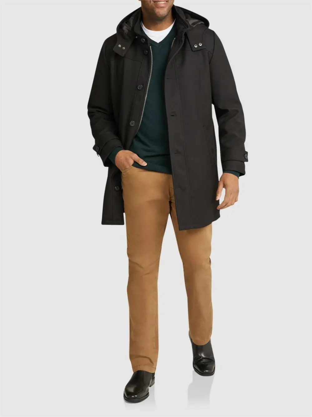 BLACK ZIP UP HOOD COAT