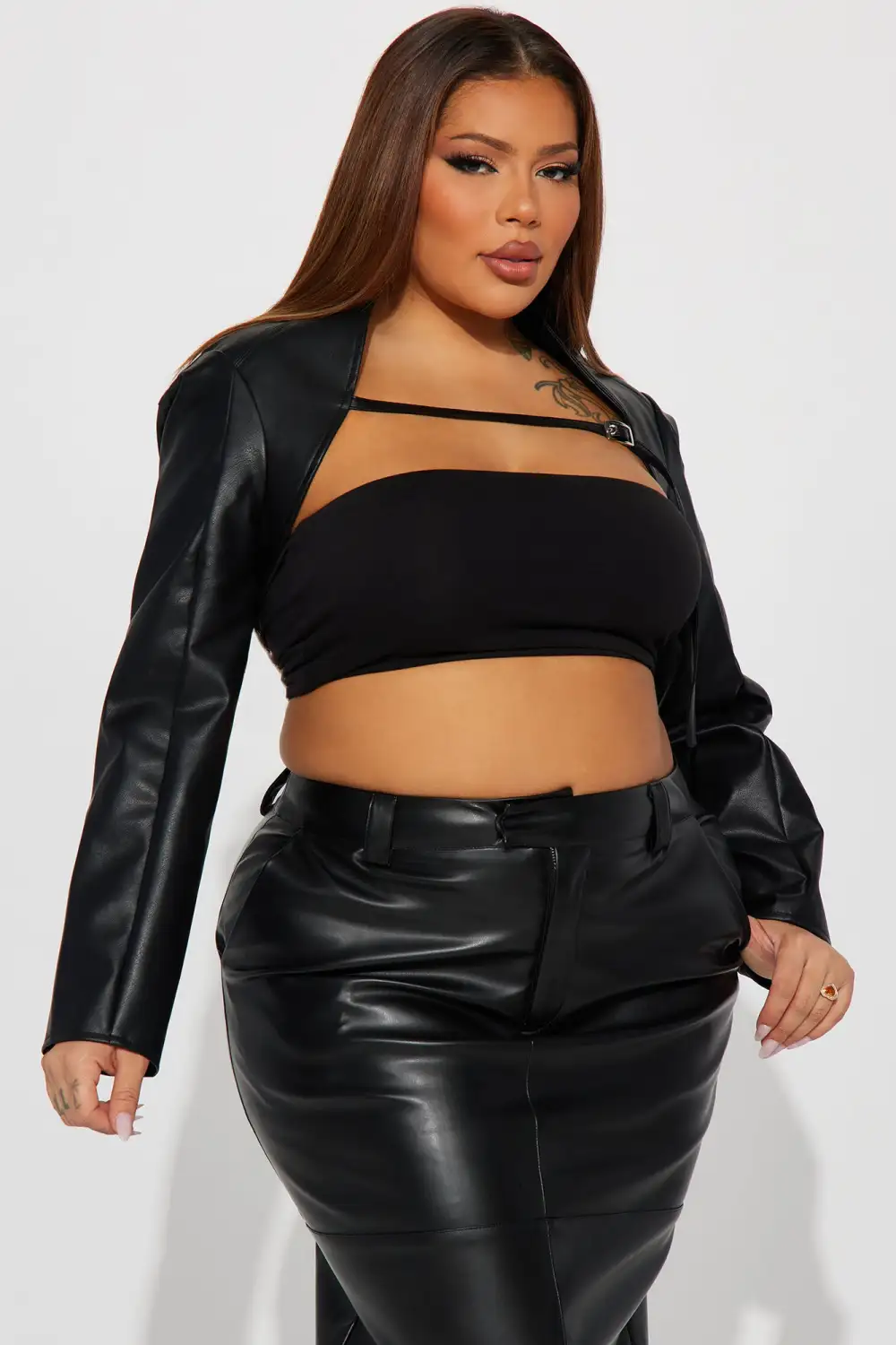 Milo Faux Leather Top - Black