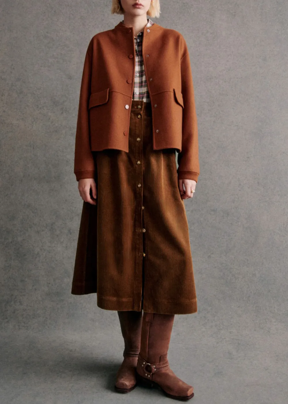 Solid Color Short Double-Faced Wool Coat