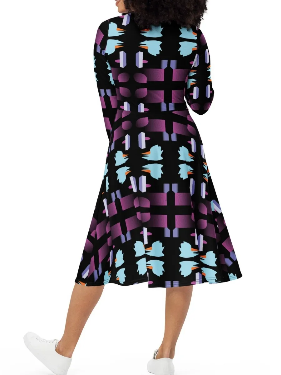 Abstract Print Midi Dress