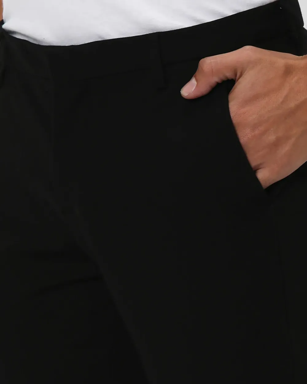 Classic Versatile Soft Slim-Fit Straight-Leg Black Trousers
