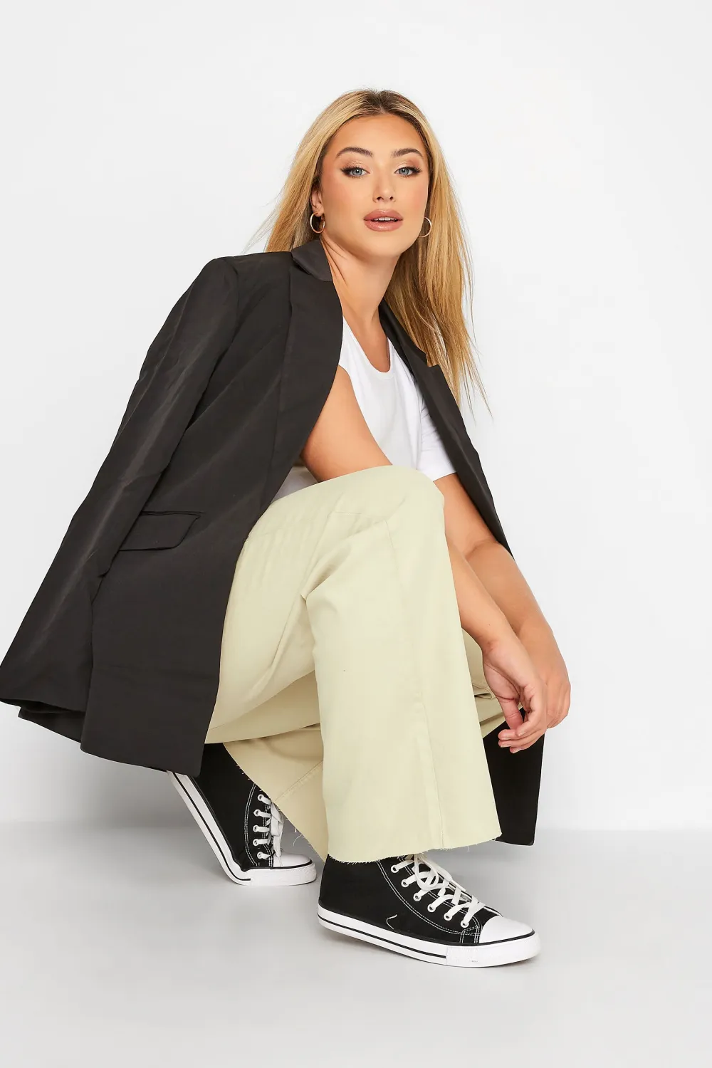 YOURS Curve Khaki Green Stretch Wide Leg Jeans