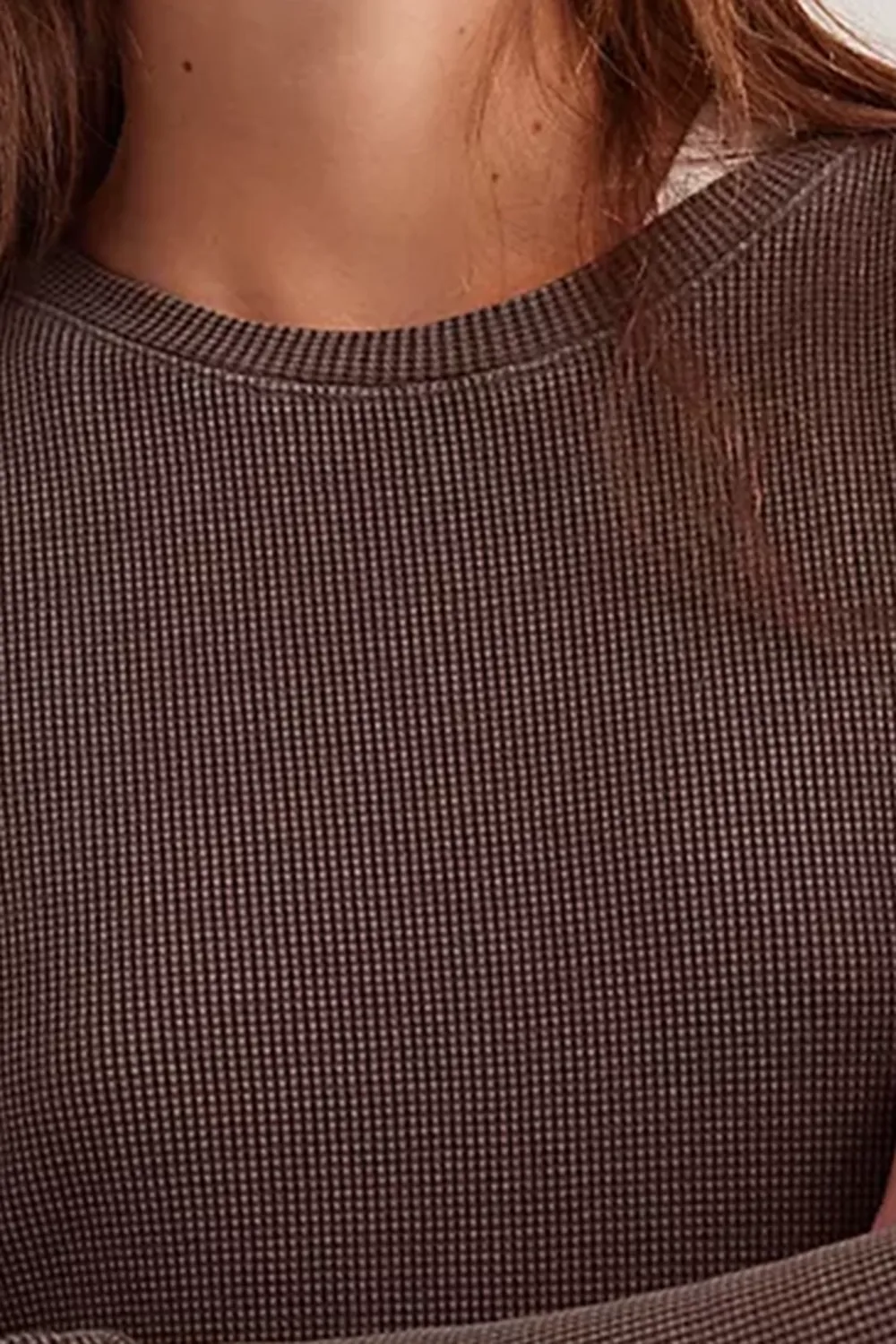 Cropped Ribbed Crew Neck Top