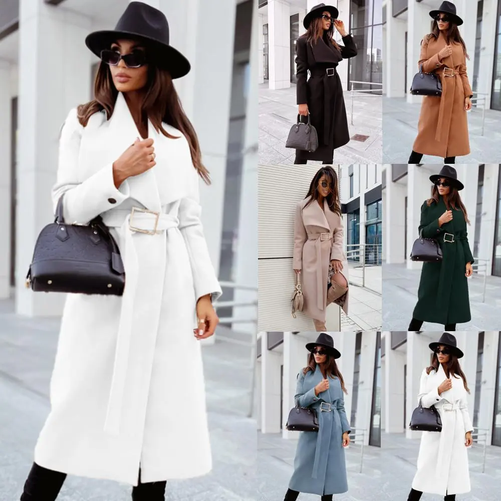 Belted long sleeve big collar Coat