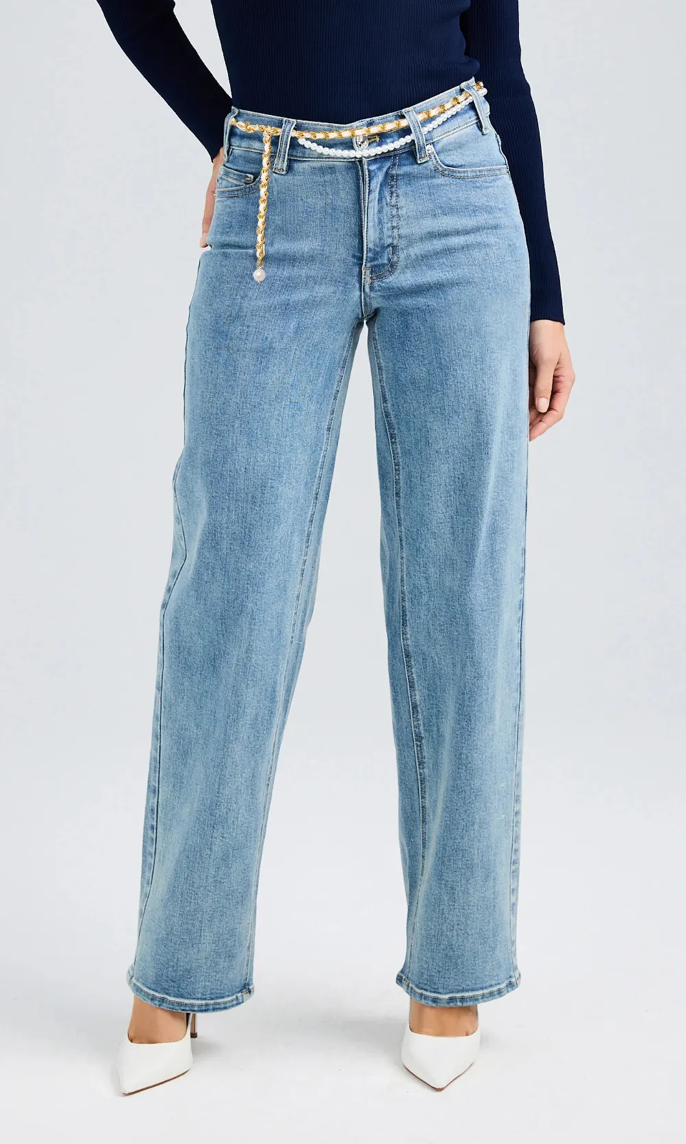 Pocketed Straight-Leg Denim Pants