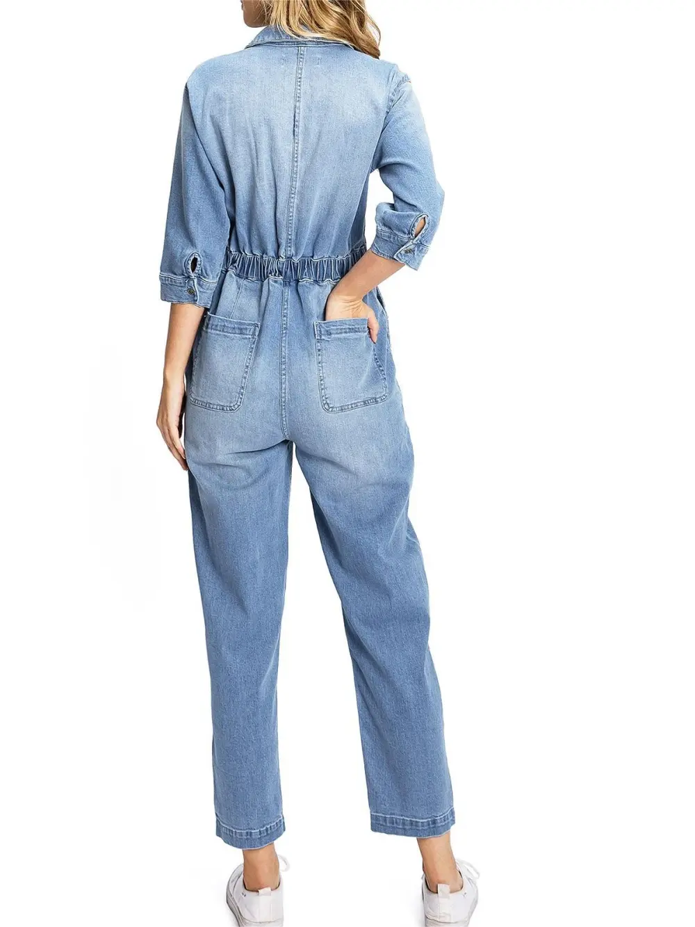 Aviator Relax Denim Utility Coverall Jumpsuit