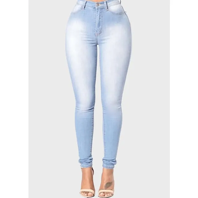 Women's Jeans Denim High Waisted Solid / Plain Color Classic Regular Spring &  Fall Light Blue Medium blue Navy Blue White Black