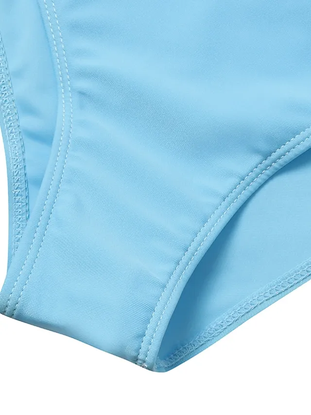 Women's Swimwear Tankini 2 Piece Plus Size Swimsuit Backless 2 Piece Modest Swimwear for Big Busts Solid Color Pure Color Light Blue Black Red Navy Blue Blue Bandeau Strapless Bathing Suits New