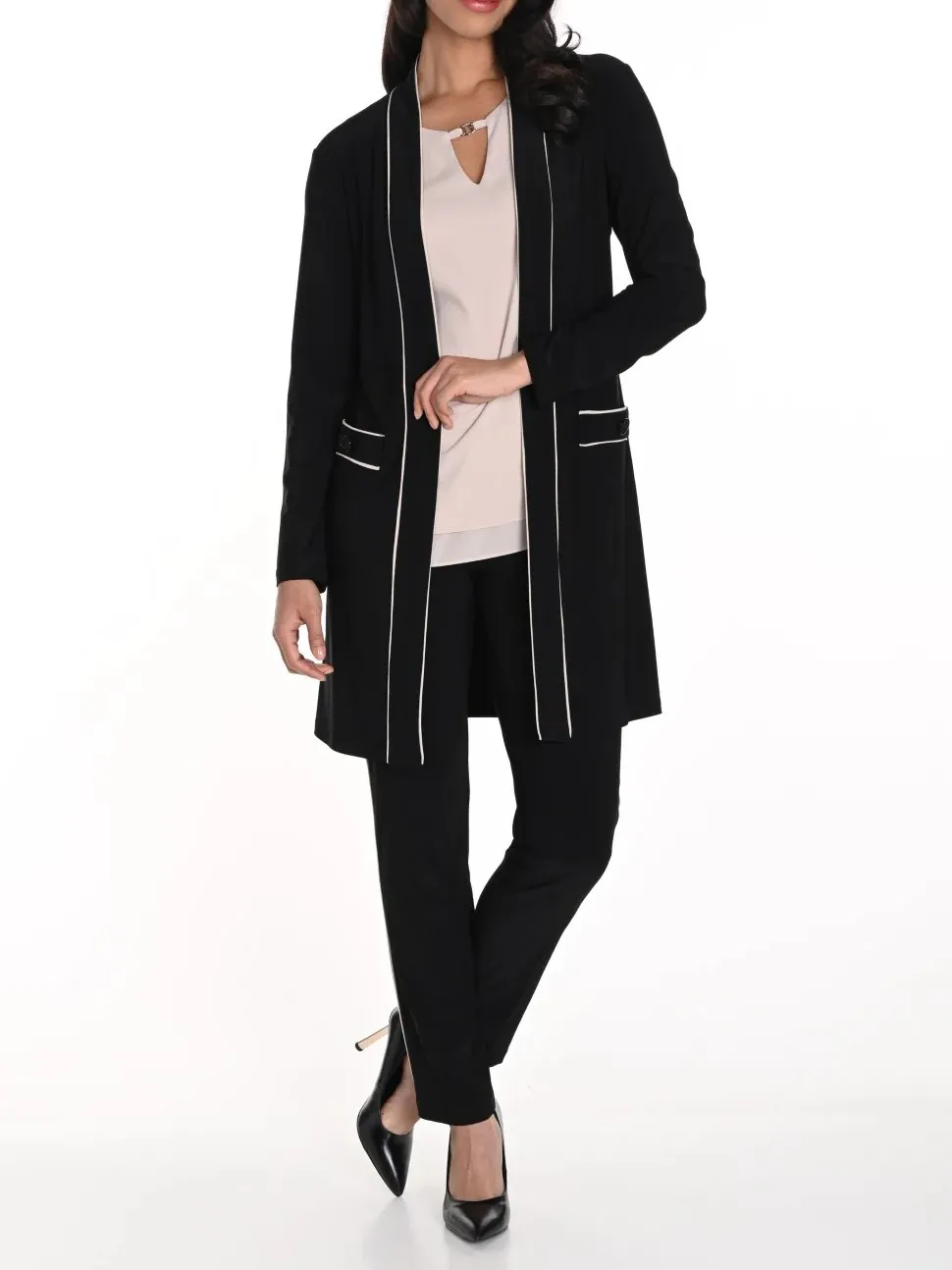 Black and Beige Stripe Skinny Pants