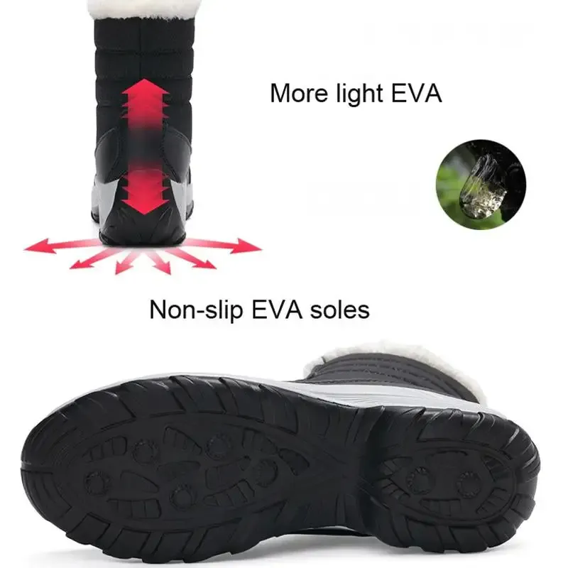 New Fashion Winter Fur Lining Lace Up Waterproof Mid-Calf Boots